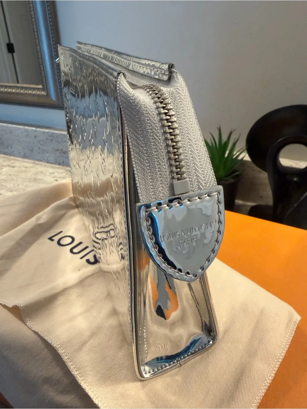 Louis Vuitton Metallic Silver Monogram Cosmetic Pouch